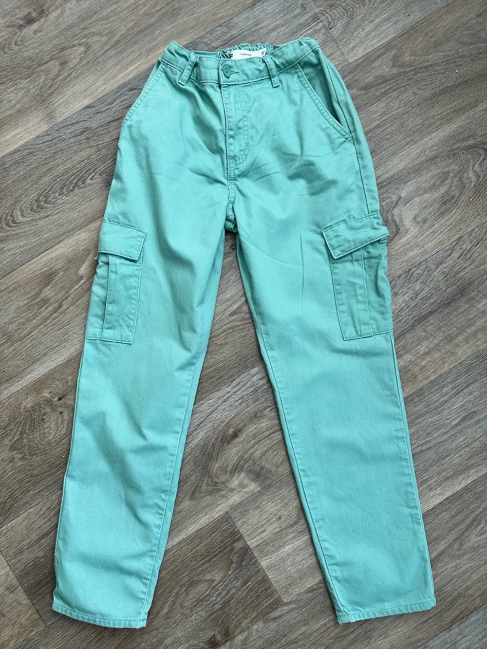 Levi’s Mint Green Cargo Pants Trendy Cotton Everyday Playwear Unisex Size 12R - Picture 3 of 13
